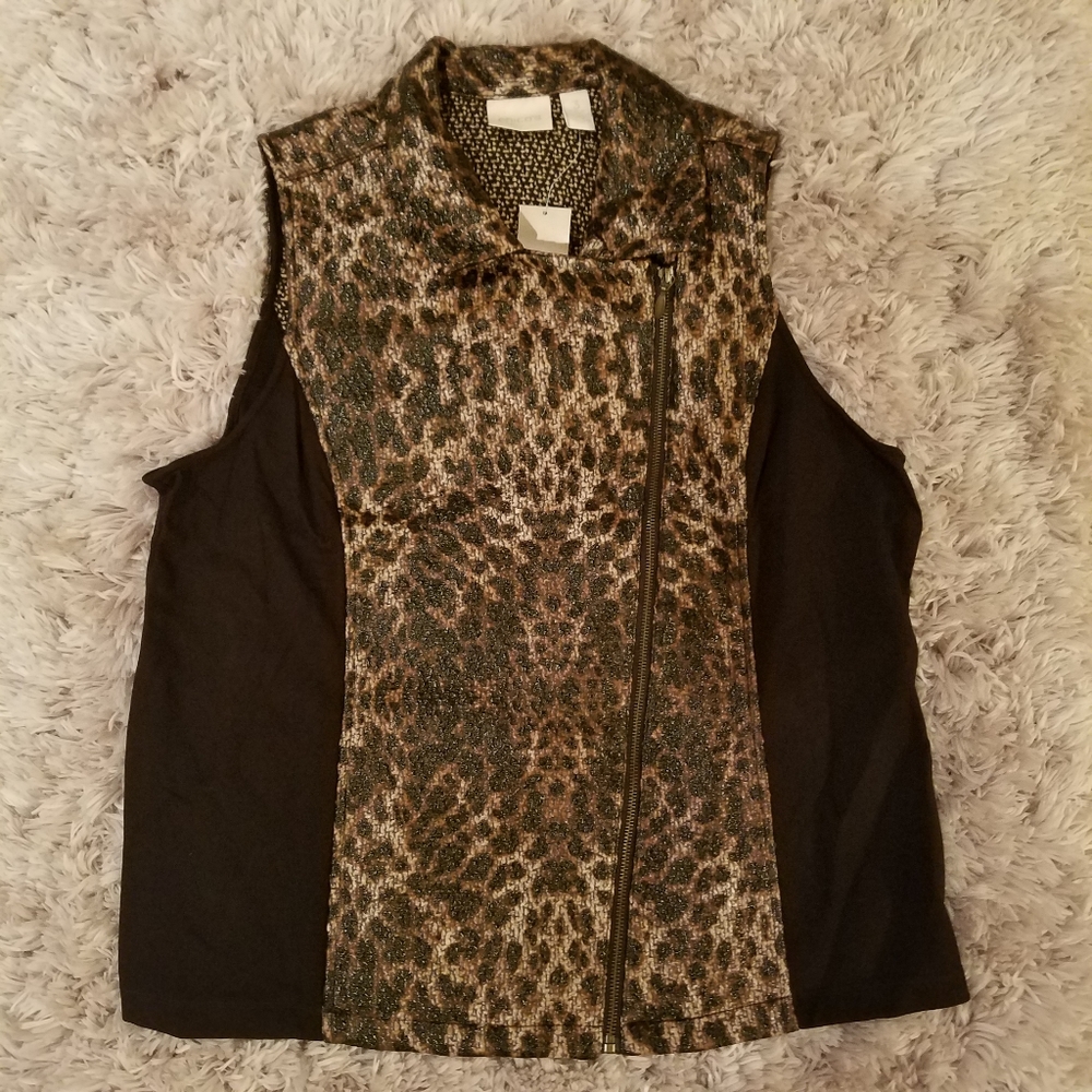 Chico's Animal Mixed Tweed Vest Jacket,  Size 3 XL